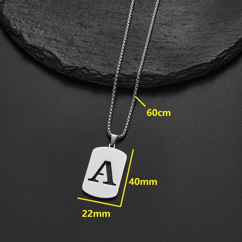 Men And Women Square Stainless Steel Letter Pendant Necklace Fashion Hollow English Letter Clavicle Chain - Image 5